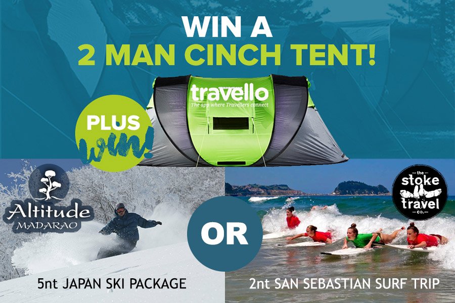 Win A Cinch Tent + Either A 5nt Japan Ski Package Or A 2nt San Sebastian Surf Trip
